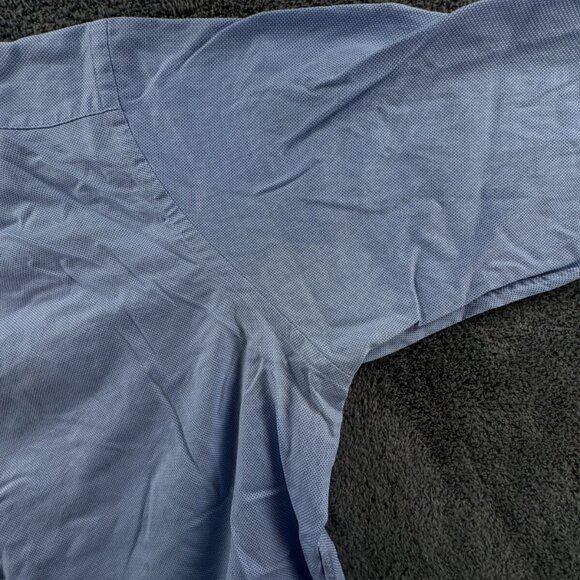 David Donahue Dress Shirt Men 17.5 34/35 Trim Fit Button Up Long Sleeve Blue - Picture 16 of 16